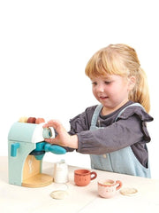 Kids' wooden coffee maker for imaginative play