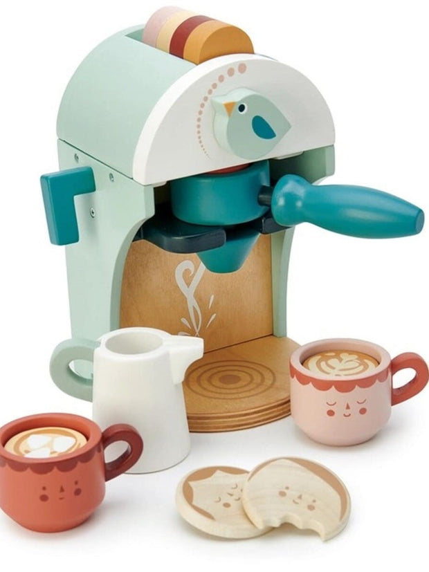 Wooden Babyccino coffee maker with accessories