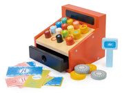 Children's wooden play till with buttons and cash drawer