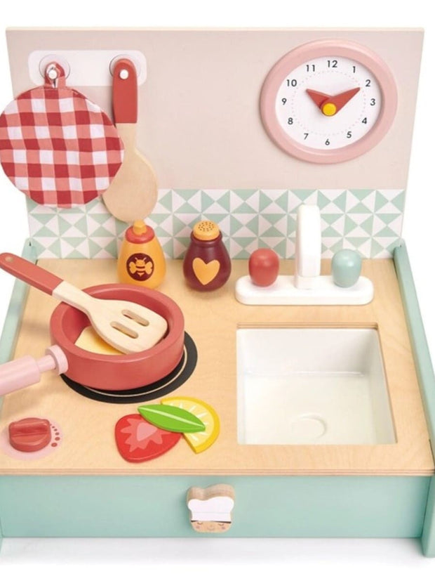 Wooden table-top kitchenette for kids