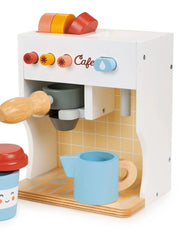 Kids' pretend wooden barista kit