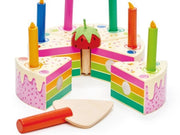 Wooden rainbow birthday cake set for kids