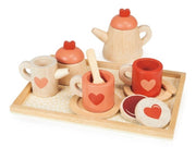 Wooden tea time tray set