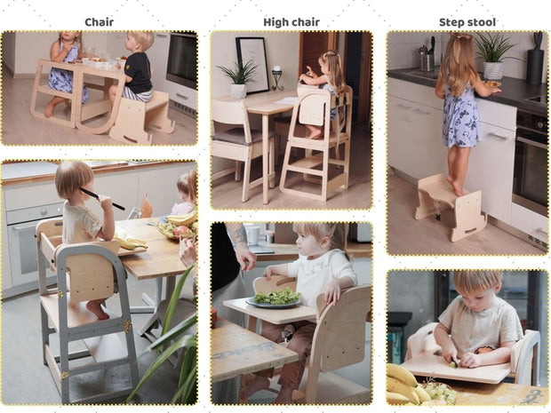 Stylish and functional 3-in-1 highchair for daily use.