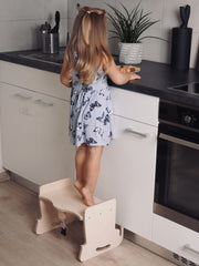 Toddler-friendly highchair that doubles as a step stool.