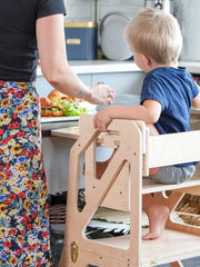 Learning tower transforms into table and chair for kids