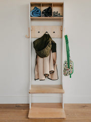 Stylish wooden hallway storage for kids