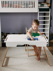 Premium wooden table with compartments.