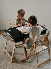 Classic black sensory table design.