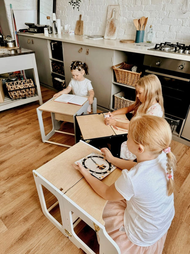 Durable, non-toxic wooden learning tower for toddlers and preschoolers.