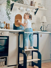 High-quality wooden Montessori tower for kids aged 18 months and up.