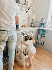 Elegant and modern kitchen helper tower for young chefs in training.