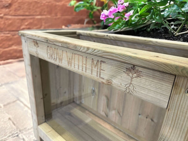 Educational garden planter with viewing window