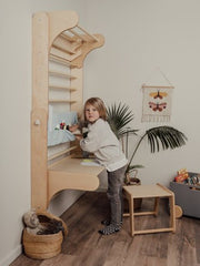 Modern table and chair add-on for Swedish wall