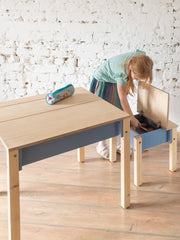 Tidy table and chair set with lift-up lids