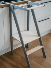 Foldable birch plywood helper tower for kids