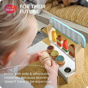 Children's wooden ice cream stand for imaginative play.