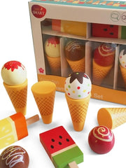 Interactive wooden ice cream toy set