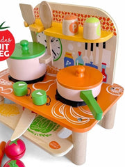 Kids' wooden kitchen playset for pretend cooking