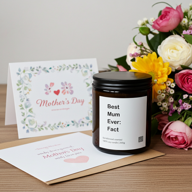 "Best Mum Ever: Fact" Candle in Glass Jar