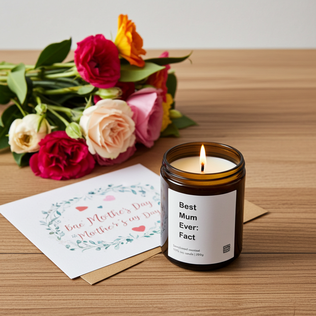 "Best Mum Ever: Fact" Candle in Glass Jar