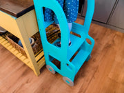 The Wheely Fun Tower learning tower kitchen helper toddler step stool blue