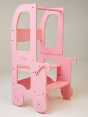 The Wheely Fun Tower learning tower kitchen helper toddler step stool pink