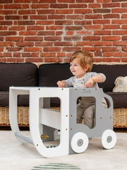 The Wheely Fun Tower convertible learning tower kitchen helper toddler step stool white grey